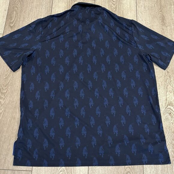 RLX Ralph Lauren Polo Shirt Mens XL Tiger All Over Print Blue Polyester Golf - Picture 7 of 7